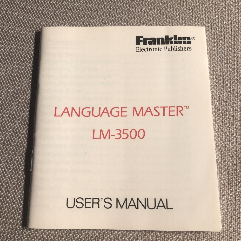 Franklin Language Master 3500 User's Guide Manual
